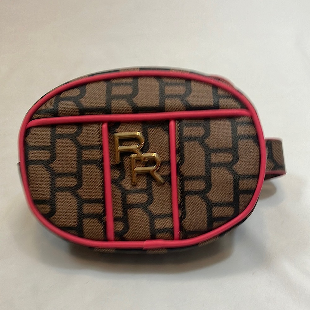 Rampage brown and pink oval shape Fannie Pack style bag and belt
